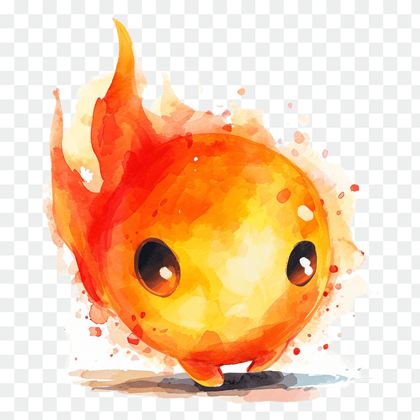 fireball watercolor clipart