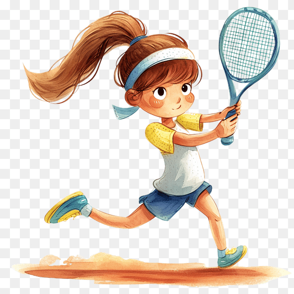Girl Playing Tennis Clipart