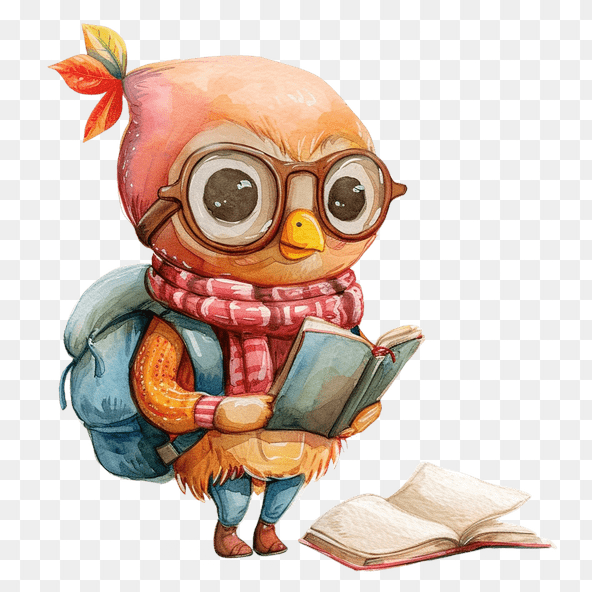 Cute Owl Reading Book Clipart