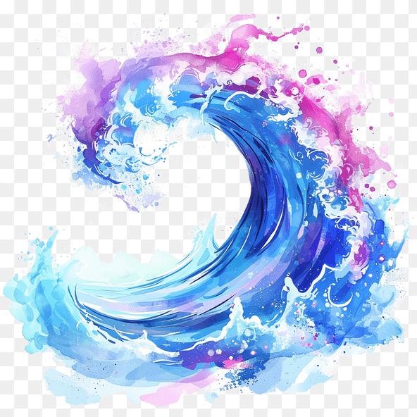 Vibrant Watercolor Ocean Wave Clipart