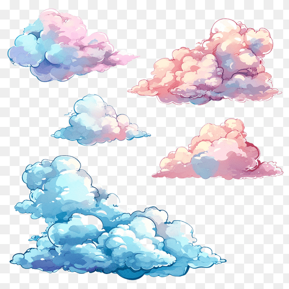 Cartoon Cloud Clipart Set
