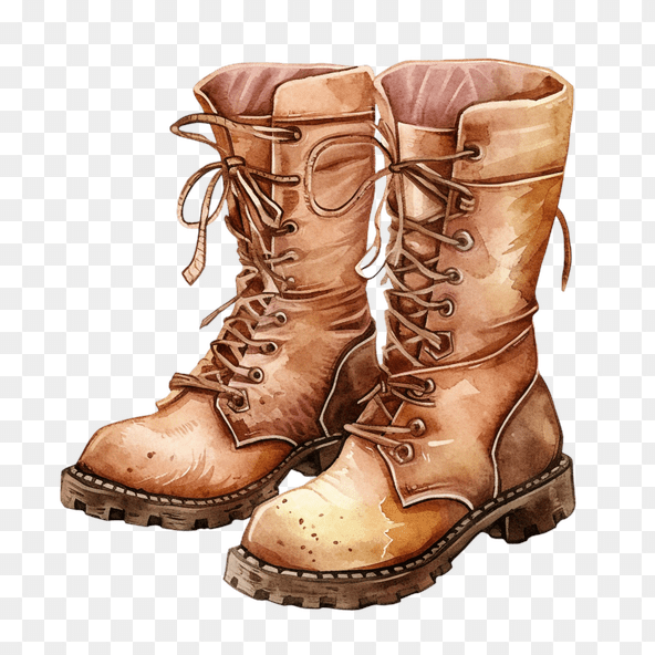 Vintage Brown Leather Boots Clipart
