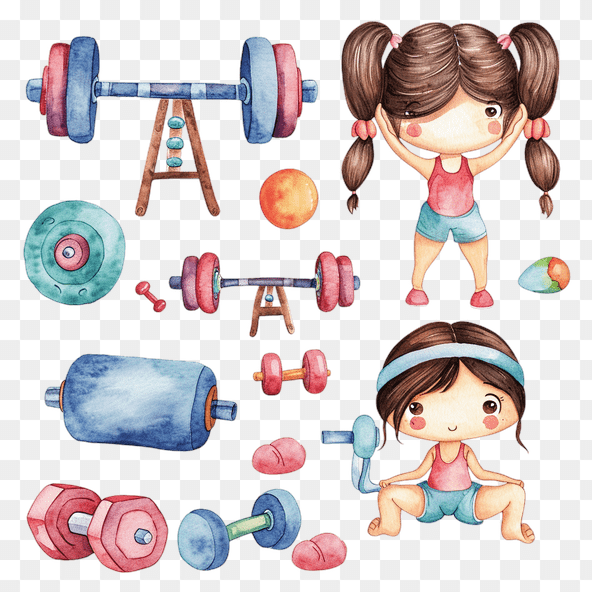 Cute Watercolor Gym Clipart