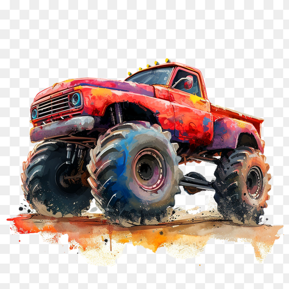 Monster Truck Watercolor Clipart