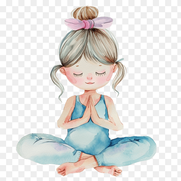 Little Girl Yoga Meditation Clipart