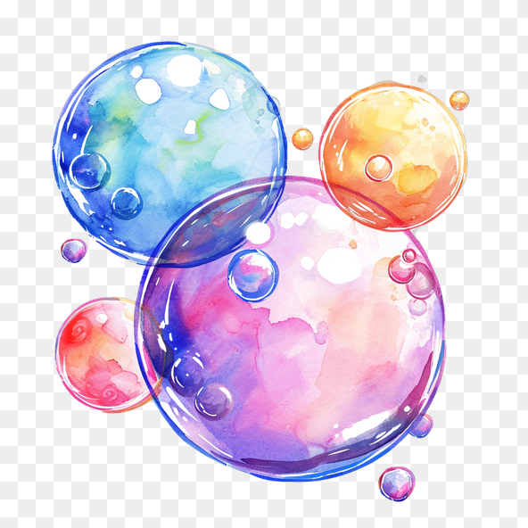 colorful watercolor bubbles clipart
