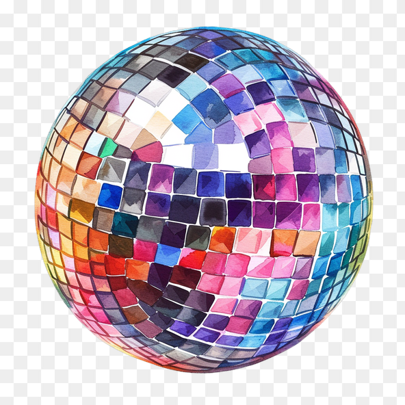 Disco Ball Watercolor Clipart