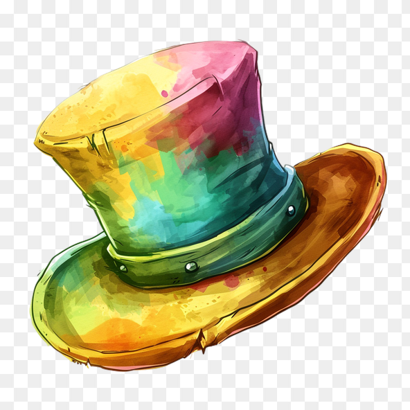 Watercolor Rainbow Top Hat Clipart