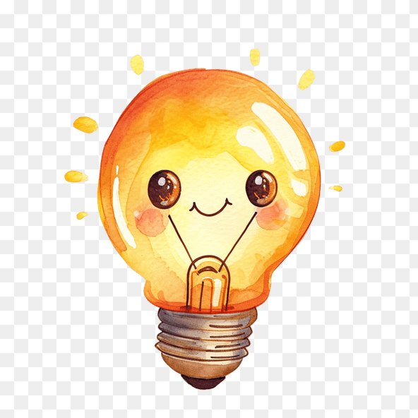 Kawaii light bulb clipart