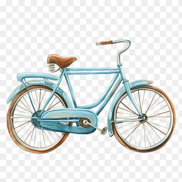 blue watercolor bicycle clipart