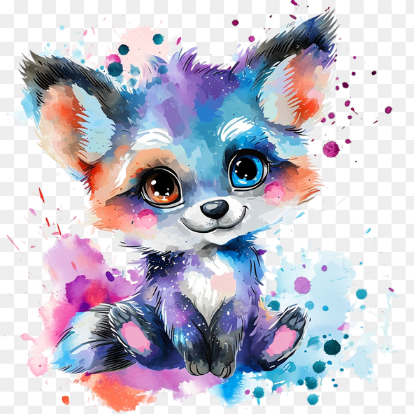Cute Watercolor Fox Clipart