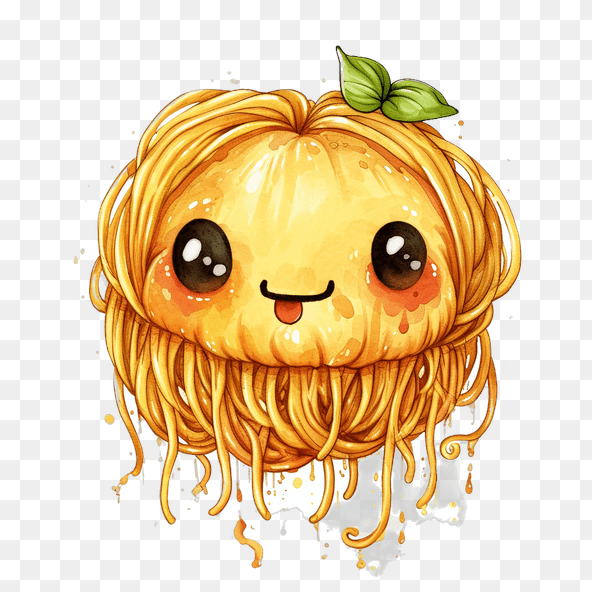 Cute Cartoon Spaghetti Character Clipart