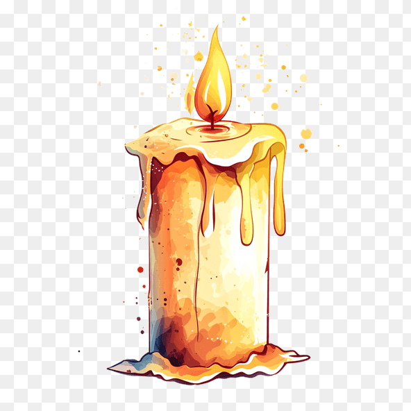 Melted Candle Watercolor Clipart
