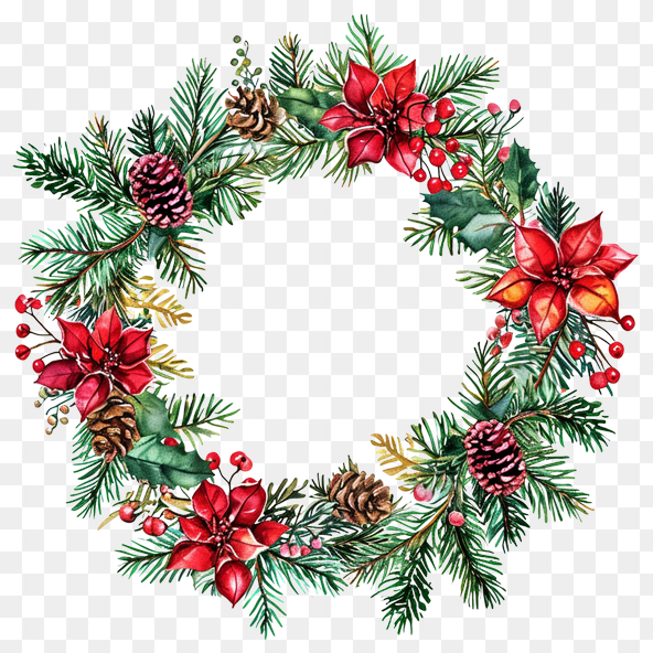 Christmas Watercolor Wreath Clipart