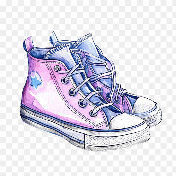 pink converse shoes watercolor clipart