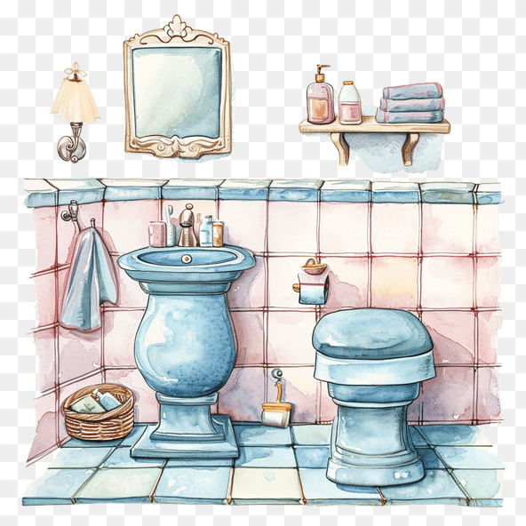 shabby bathroom clipart
