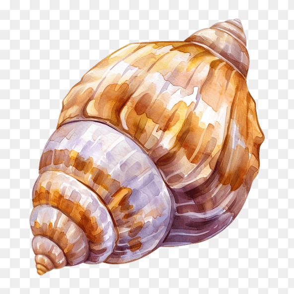 Watercolor painting of a seashell clipart
