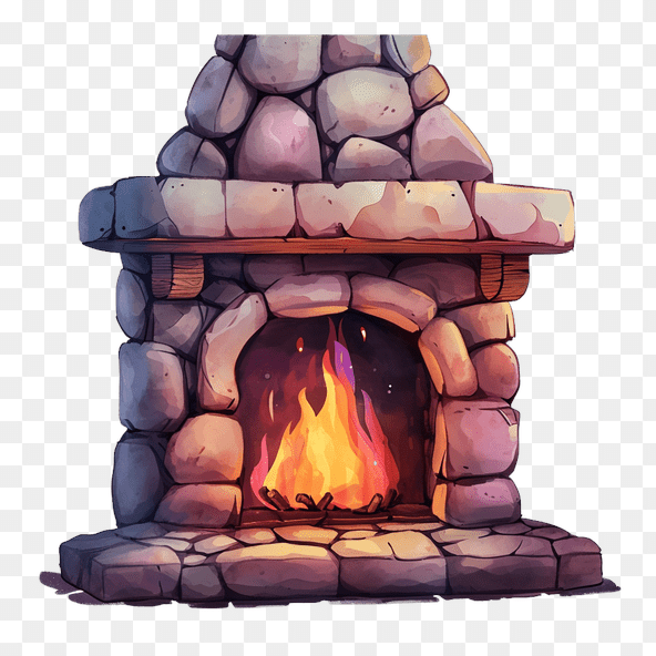 Watercolor Fireplace Clipart