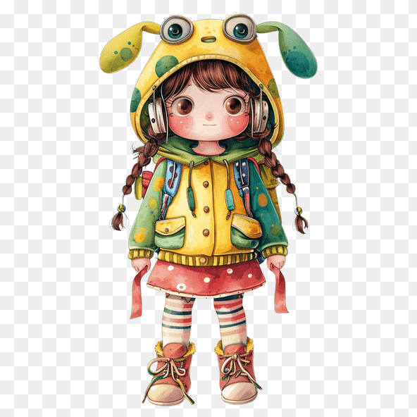 Cute Girl With Backpack Clipart