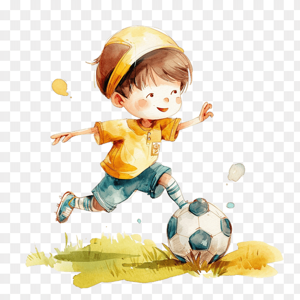 Little Boy Playing Soccer Clipart