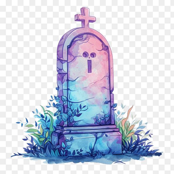 Purple and Blue Watercolor Tombstone Clipart