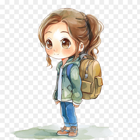 Cute Anime Girl Backpack Clipart