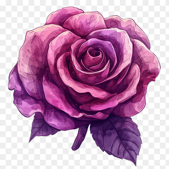 purple watercolor rose clipart
