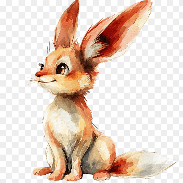 Adorable Watercolor Fennec Fox Clipart