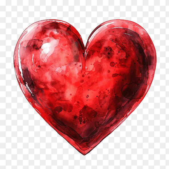 red watercolor heart clipart