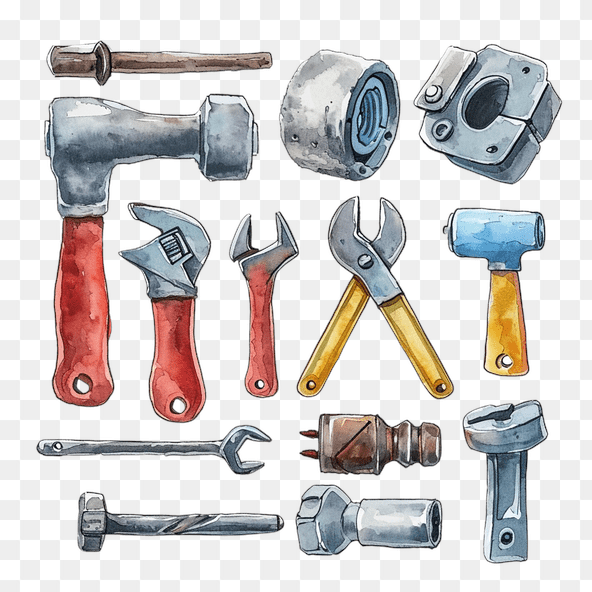 Watercolor Hand Tools Clipart