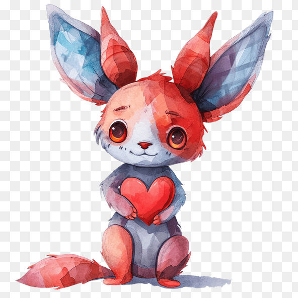 Cute Watercolor Bunny With Heart Clipart