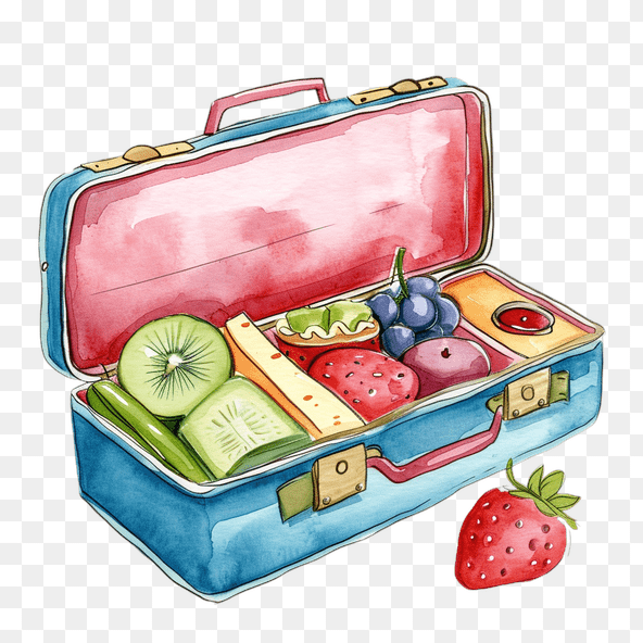 Cute Watercolor Lunch Box Clipart