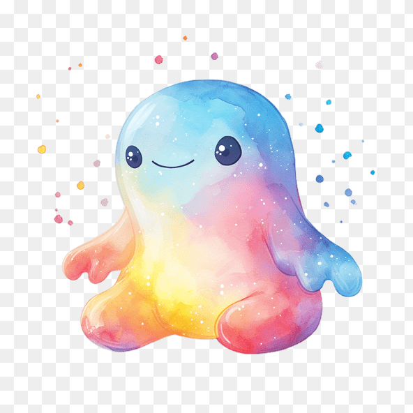 Rainbow Watercolor Jellyfish Clipart