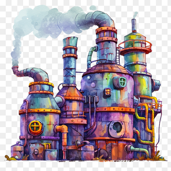 rusty factory clipart