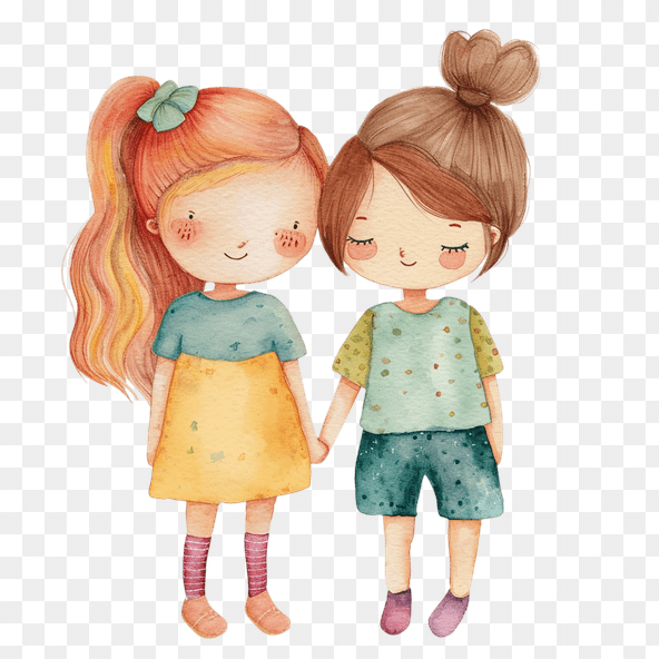 Cute Best Friends Watercolor Clipart