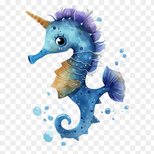 baby unicorn seahorse clipart