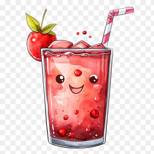 Kawaii strawberry juice illustration