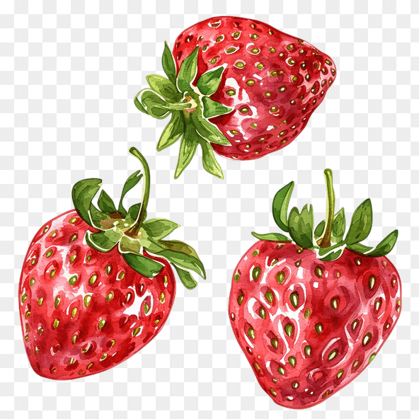 Watercolor Red Strawberry Clipart