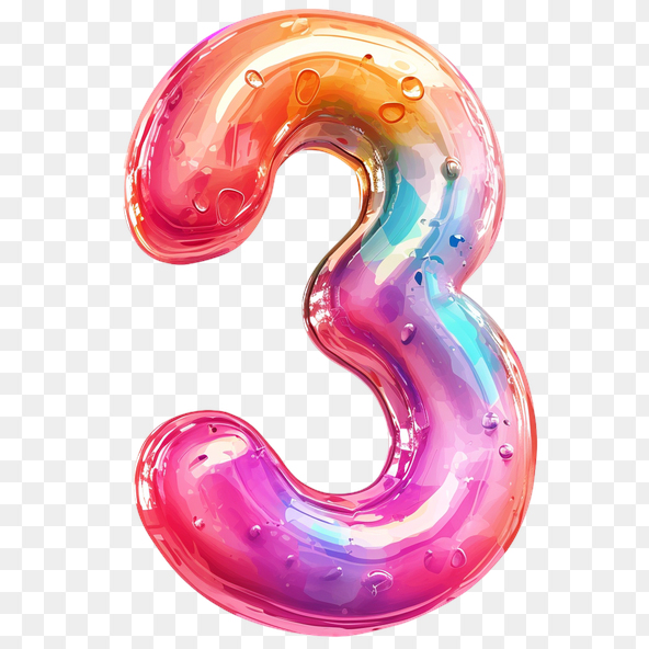 Shiny 3D Number Three Clipart