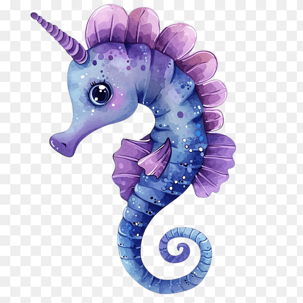 Cute Unicorn Seahorse Clipart