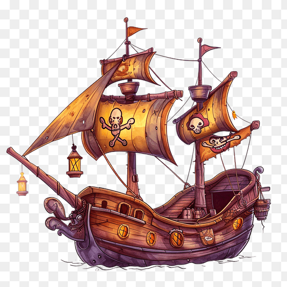 wooden pirate ship clipart