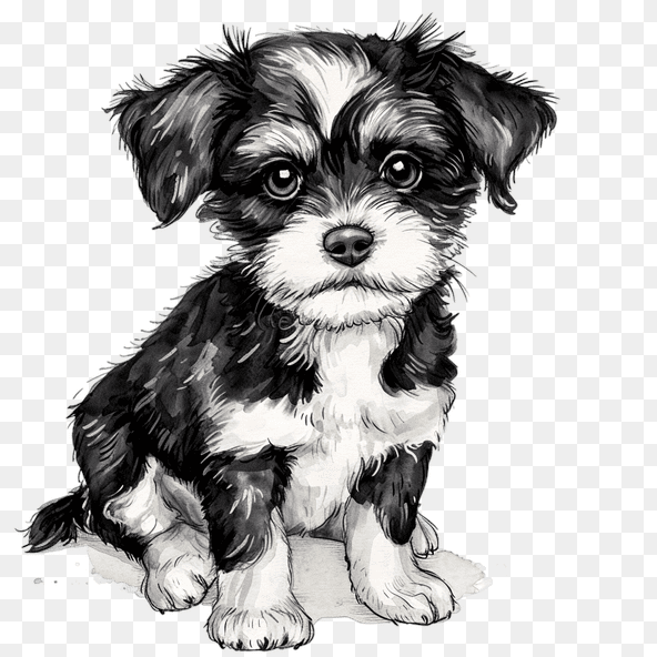 black and white dog clipart