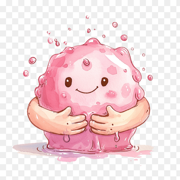 Cute Pink Blob Hugging Itself Clipart