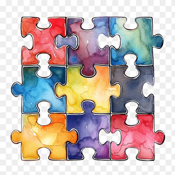 Watercolor Puzzle Pieces Clipart