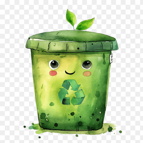 Cute Green Recycling Bin Clipart