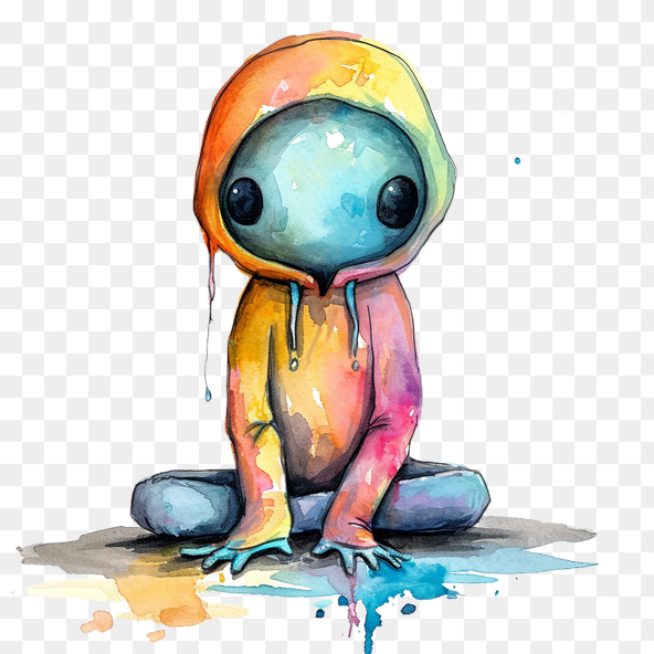 watercolor alien clipart