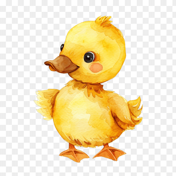 Cute Watercolor Baby Duck Clipart