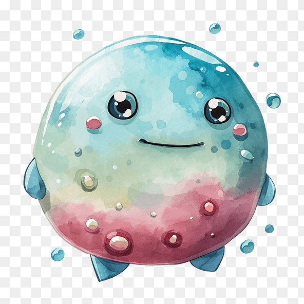 Cute Watercolor Cartoon Blob Clipart