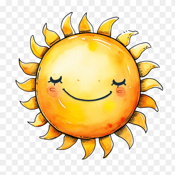 Watercolor Smiling Sun Clipart