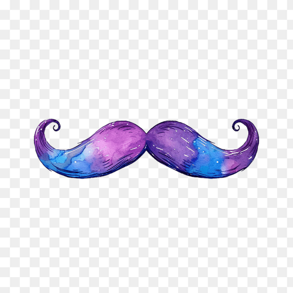 Watercolor Hand Drawn Purple Mustache Clipart